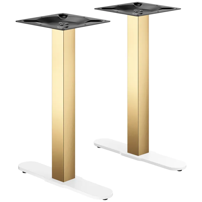 Sonderangebot CURVED | Bistro Doppel Tischgestell | Gold/Weiß | Höhe: 71 cm | Säule: 8 x 8 cm | Fuß: L 58 cm