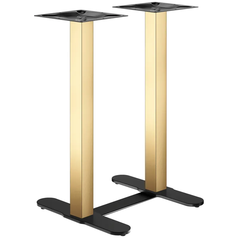 CURVED | Bistro Doppel Stehtischgestell | Gold/Schwarz | Höhe: 104 cm | Säule: 8 x 8 cm | Fuß: L 58 cm | + Verbinder Bestpreis
