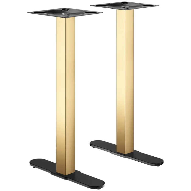 Super-Preis CURVED | Bistro Doppel Stehtischgestell | Gold/Schwarz | Höhe: 104 cm | Säule: 8 x 8 cm | Fuß: L 58 cm