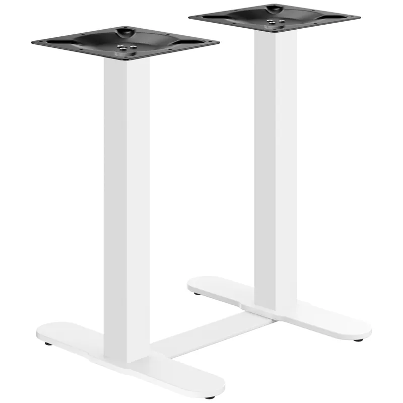 Kostenloser Rückversand CURVED | Bistro Doppel Tischgestell | Weiß | Höhe: 71 cm | Säule: 8 x 8 cm | Fuß: L 58 cm | + Verbinder