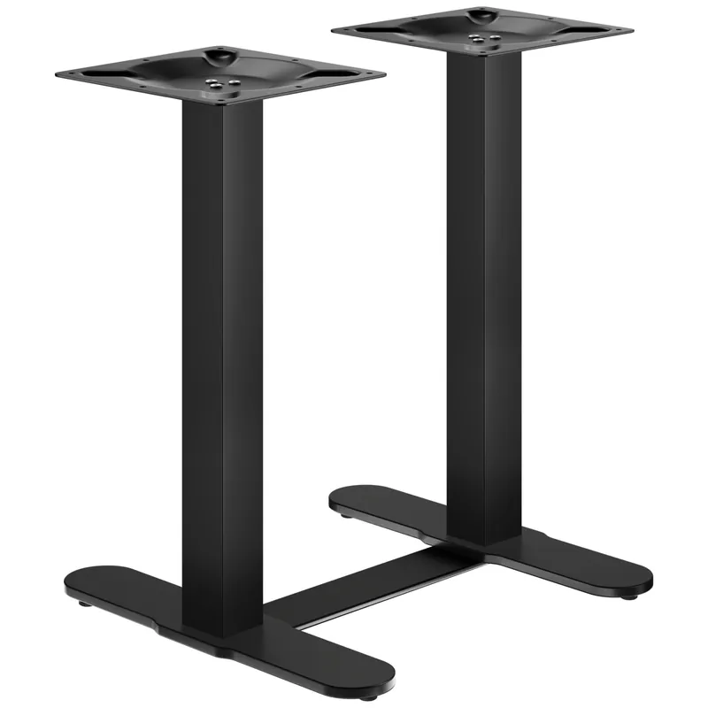 CURVED | Bistro Doppel Tischgestell | Schwarz | Höhe: 71 cm | Säule: 8 x 8 cm | Fuß: L 58 cm | + Verbinder Bestseller