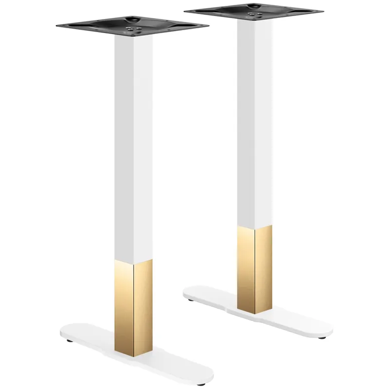 CURVED | Bistro Doppel Tischgestell | Gold/Weiß | Höhe: 71 cm | Säule: 6 x 6 cm | Fuß: L 58 cm Preis Gesenkt