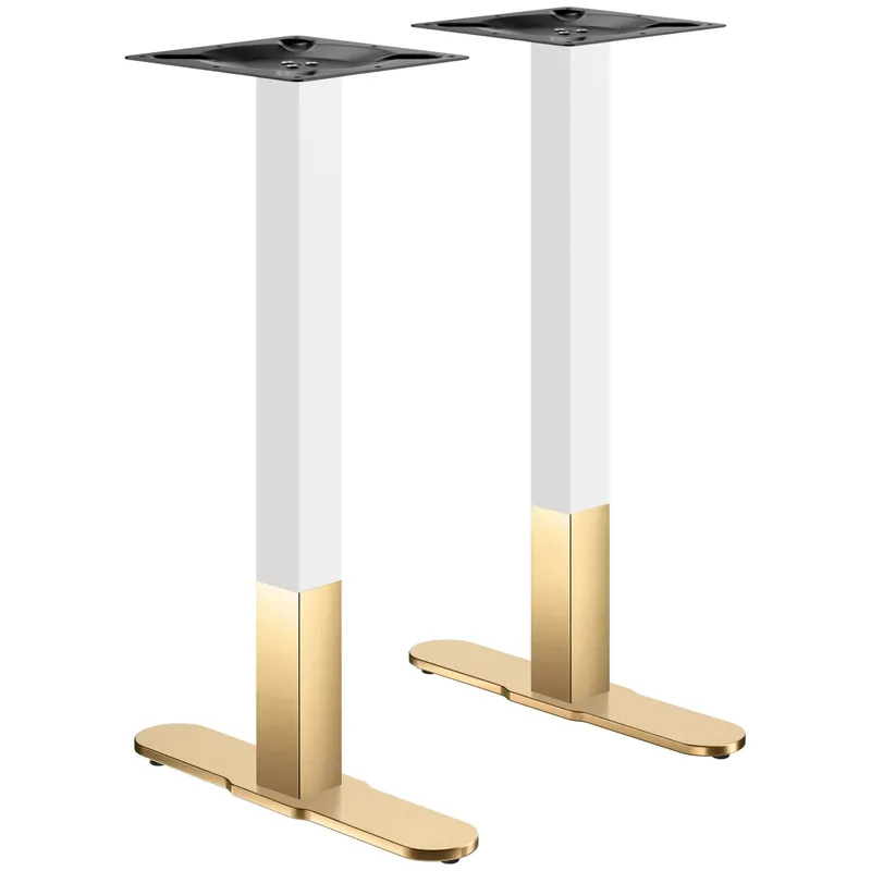 Online Kaufen CURVED | Bistro Doppel Stehtischgestell | Gold/Weiß | Höhe: 104 cm | Säule: 6 x 6 cm | Fuß: L 58 cm