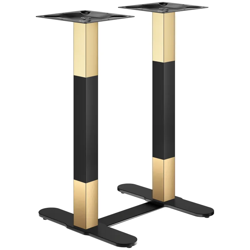 Gratis Versand CURVED | Bistro Doppel Stehtischgestell | Gold/Schwarz | Höhe: 104 cm | Säule: 6 x 6 cm | Fuß: L 58 cm | + Verbinder