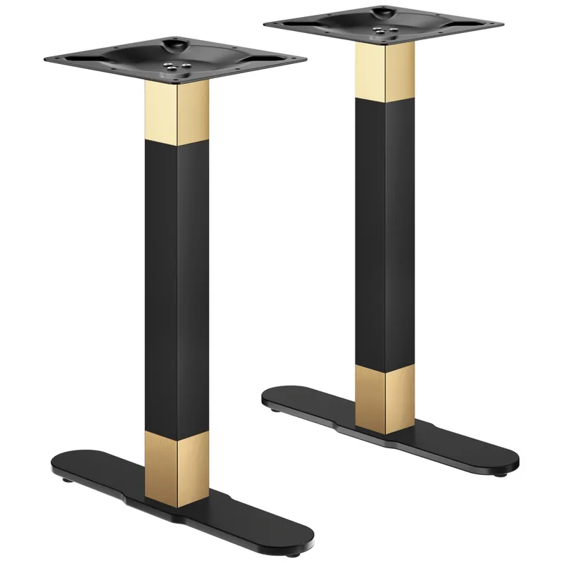 Ausverkauf CURVED | Bistro Doppel Tischgestell | Gold/Schwarz | Höhe: 71 cm | Säule: 6 x 6 cm | Fuß: L 58 cm