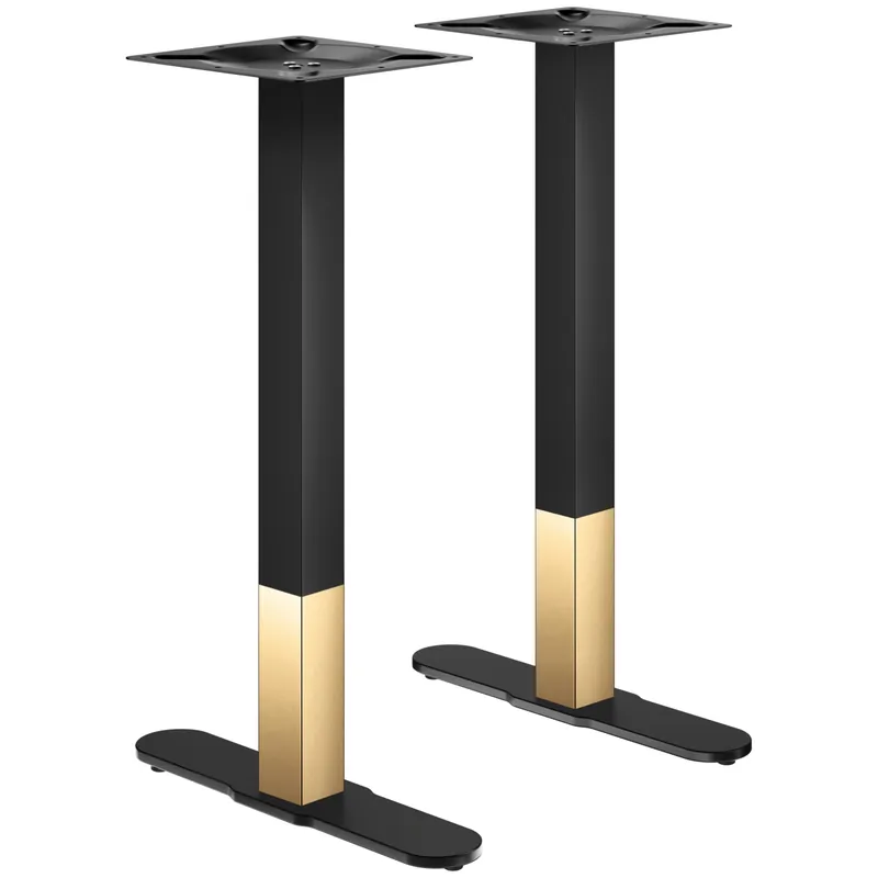 CURVED | Bistro Doppel Stehtischgestell | Gold/Schwarz | Höhe: 104 cm | Säule: 6 x 6 cm | Fuß: L 58 cm Super-Preis
