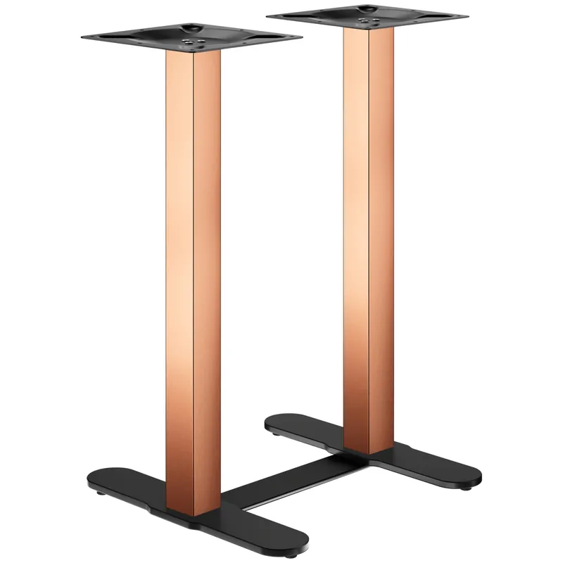 CURVED | Bistro Doppel Stehtischgestell | Kupfer/Schwarz | Höhe: 104 cm | Säule: 6 x 6 cm | Fuß: L 58 cm | + Verbinder Neue Ware