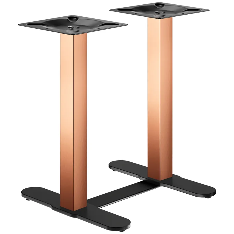 Sonderaktion CURVED | Bistro Doppel Tischgestell | Kupfer/Schwarz | Höhe: 71 cm | Säule: 6 x 6 cm | Fuß: L 58 cm | + Verbinder