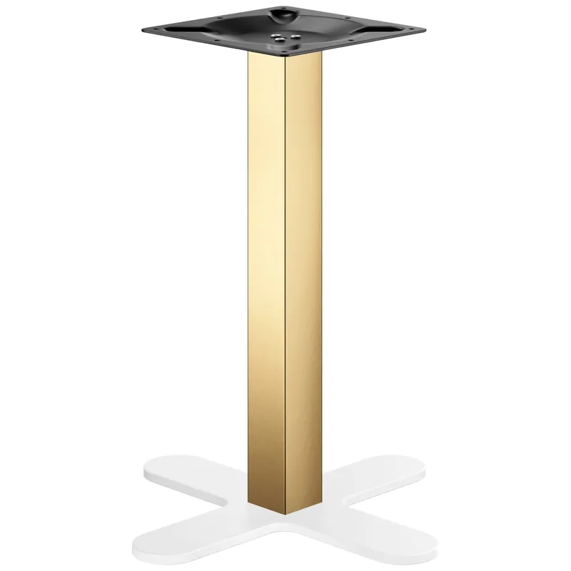 CURVED | Bistro Tischgestell | Gold/Weiß | Höhe: 71 cm | Säule: 6 x 6 cm | Fuß: Ø 58cm Rabatt