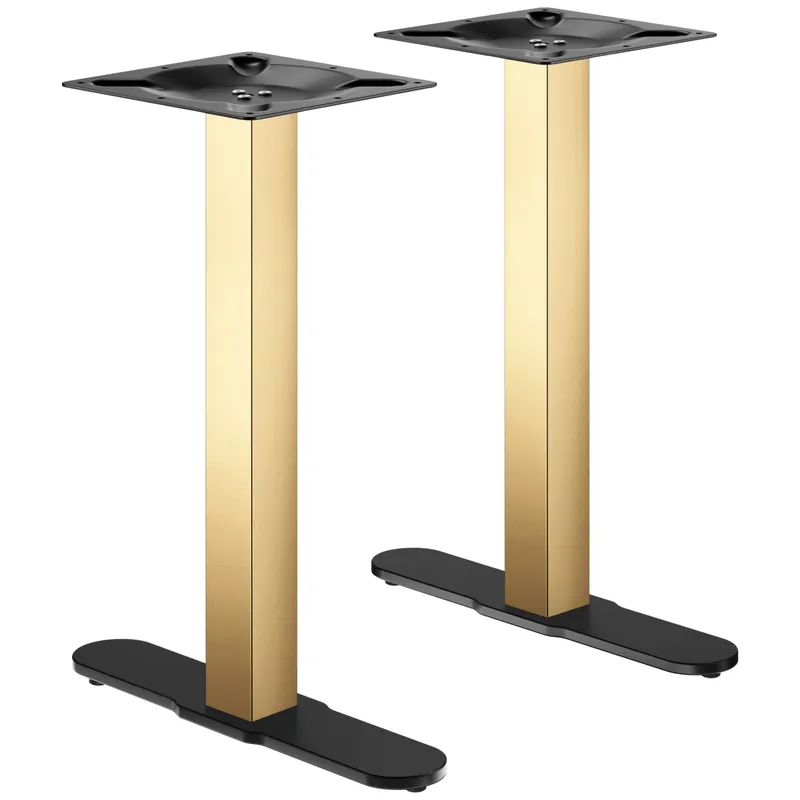 CURVED | Bistro Doppel Tischgestell | Gold/Schwarz | Höhe: 71 cm | Säule: 6 x 6 cm | Fuß: L 58 cm Preisknaller