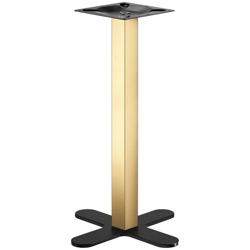 Solange Der Vorrat Reicht CURVED | Bistro Stehtischgestell | Gold/Schwarz | Höhe: 104 cm | Säule: 6 x 6 cm | Fuß: Ø 58cm