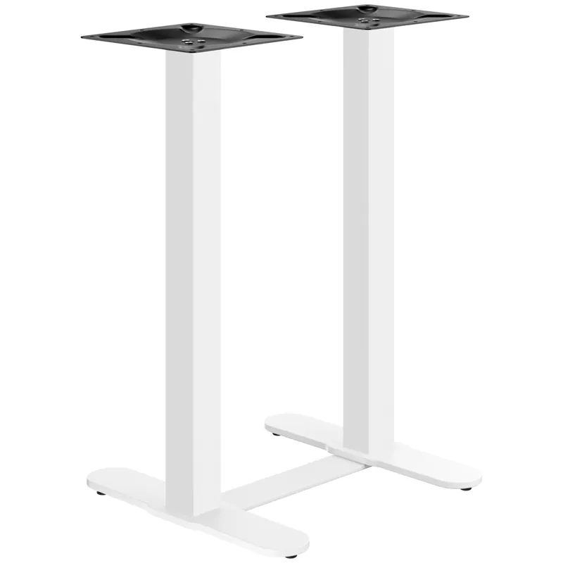Ausverkauf CURVED | Bistro Doppel Stehtischgestell | Weiß | Höhe: 104 cm | Säule: 6 x 6 cm | Fuß: L 58 cm | + Verbinder