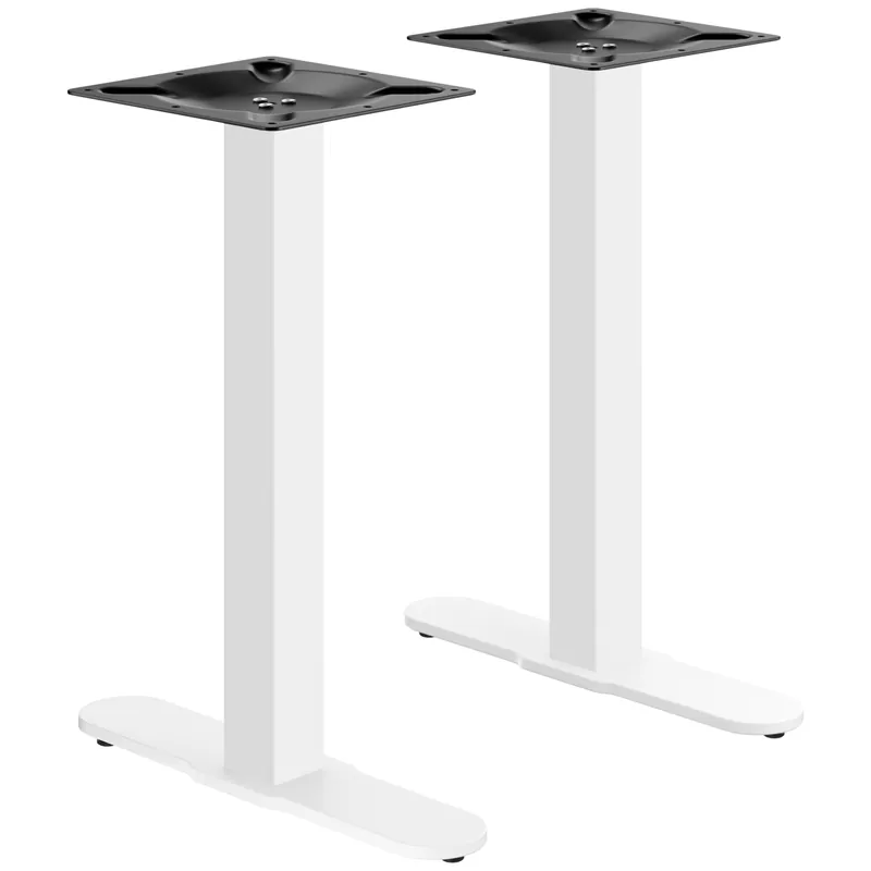 Highlight CURVED | Bistro Doppel Tischgestell | Weiß | Höhe: 71 cm | Säule: 6 x 6 cm | Fuß: L 58 cm