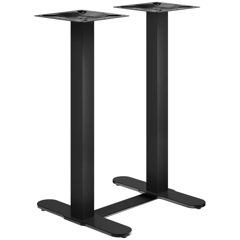 CURVED | Bistro Doppel Stehtischgestell | Schwarz | Höhe: 104 cm | Säule: 6 x 6 cm | Fuß: L 58 cm | + Verbinder Neu