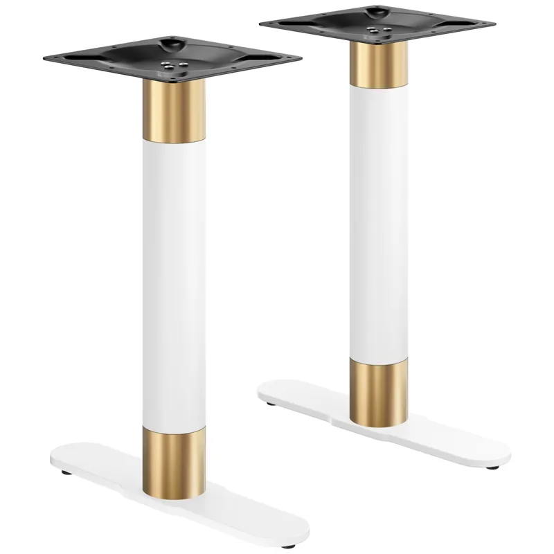 Preisreduziert CURVED | Bistro Doppel Tischgestell | Gold/Weiß | Höhe: 71 cm | Säule: Ø 7,6 cm | Fuß: L 58 cm