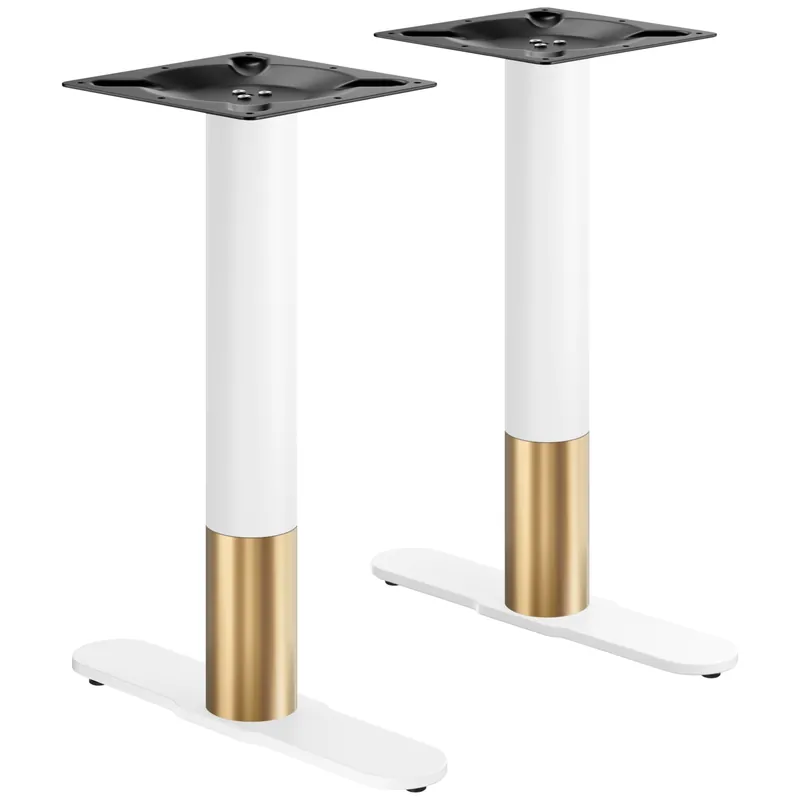 CURVED | Bistro Doppel Tischgestell | Gold/Weiß | Höhe: 71 cm | Säule: Ø 7,6 cm | Fuß: L 58 cm Neu Im Sortiment