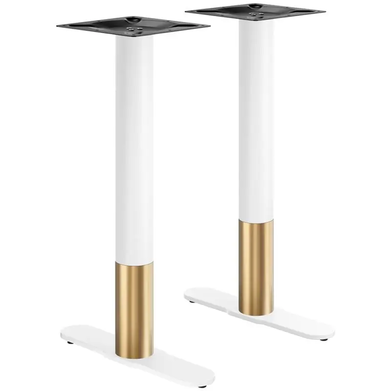 CURVED | Bistro Doppel Stehtischgestell | Gold/Weiß | Höhe: 104 cm | Säule: Ø 7,6 cm | Fuß: L 58 cm Neue Ware