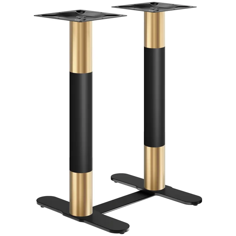 CURVED | Bistro Doppel Stehtischgestell | Gold/Schwarz | Höhe: 104 cm | Säule: Ø 7,6 cm | Fuß: L 58 cm | + Verbinder Versand Am Gleichen Tag