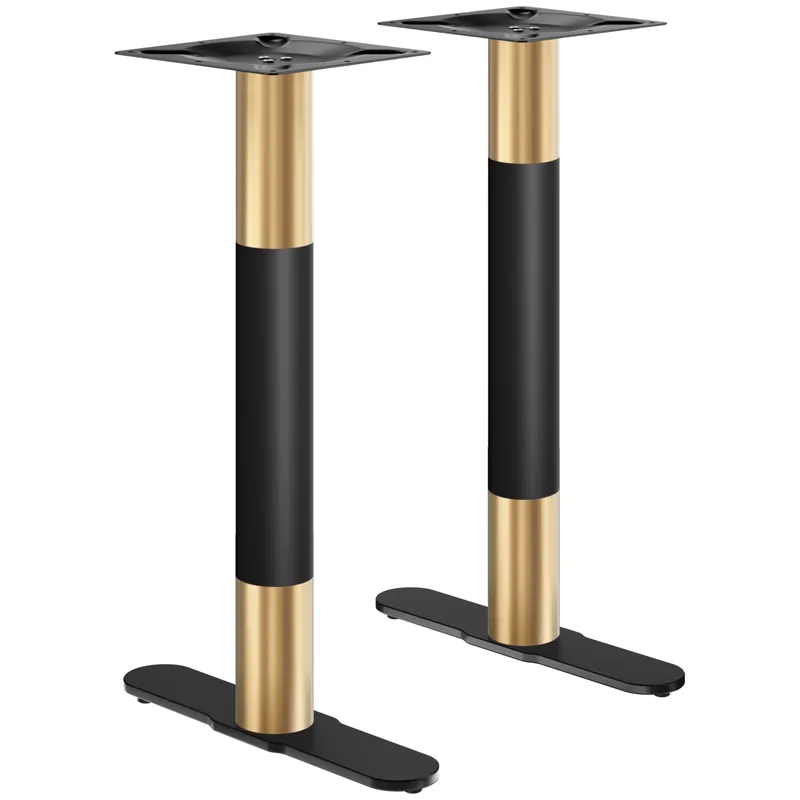 CURVED | Bistro Doppel Stehtischgestell | Gold/Schwarz | Höhe: 104 cm | Säule: Ø 7,6 cm | Fuß: L 58 cm Begrenztes Angebot