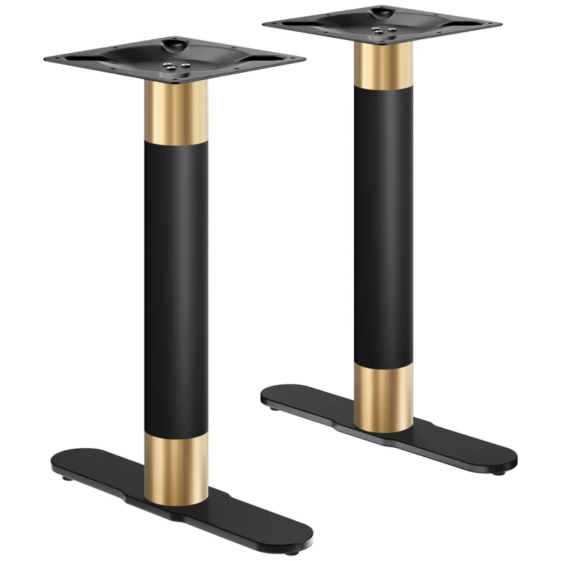 CURVED | Bistro Doppel Tischgestell | Gold/Schwarz | Höhe: 71 cm | Säule: Ø 7,6 cm | Fuß: L 58 cm Sofort Bestellen