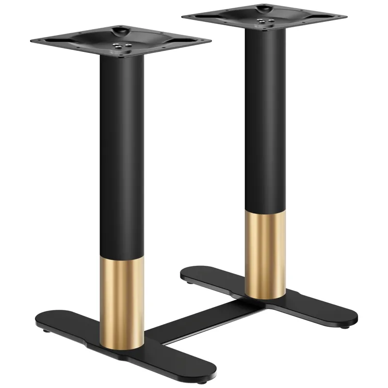 CURVED | Bistro Doppel Tischgestell | Gold/Schwarz | Höhe: 71 cm | Säule: Ø 7,6 cm | Fuß: L 58 cm | + Verbinder Super-Preis