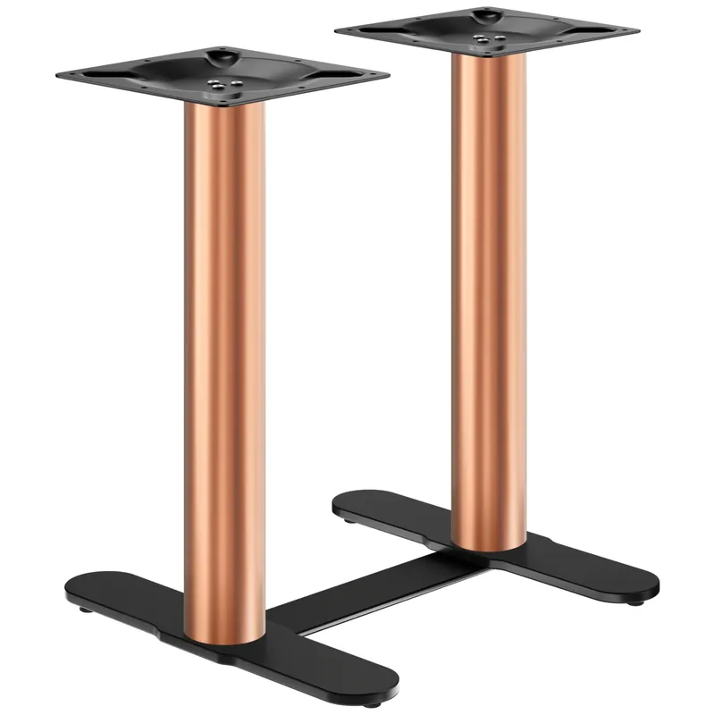 Begrenztes Angebot CURVED | Bistro Doppel Tischgestell | Kupfer/Schwarz | Höhe: 71 cm | Säule: Ø 7,6 cm | Fuß: L 58 cm | + Verbinder