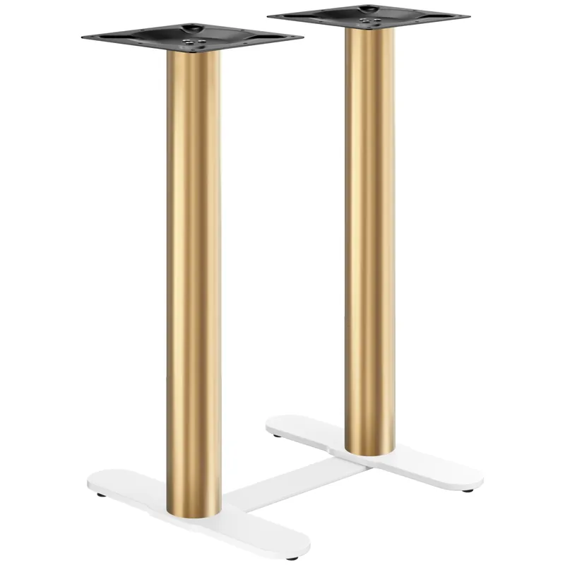CURVED | Bistro Doppel Stehtischgestell | Gold/Weiß | Höhe: 104 cm | Säule: Ø 7,6 cm | Fuß: L 58 cm | + Verbinder Billig