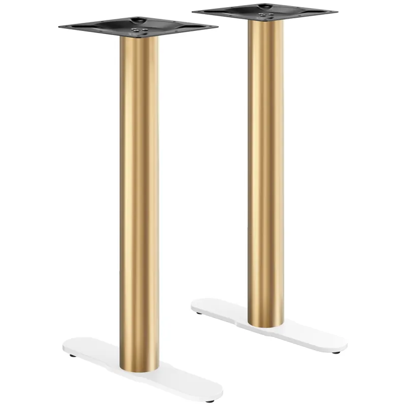 CURVED | Bistro Doppel Stehtischgestell | Gold/Weiß | Höhe: 104 cm | Säule: Ø 7,6 cm | Fuß: L 58 cm Sonderaktion