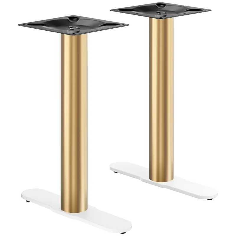 Versand Am Gleichen Tag CURVED | Bistro Doppel Tischgestell | Gold/Weiß | Höhe: 71 cm | Säule: Ø 7,6 cm | Fuß: L 58 cm