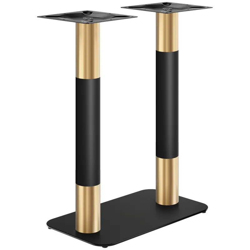 OVAL | Bistro Doppel Stehtischgestell | Gold/Schwarz | Höhe: 104 cm | Säule: Ø 7,6 cm | Bodenplatte: 40 x 70cm Wochenendangebot