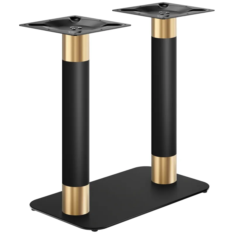 Versand Am Gleichen Tag OVAL | Bistro Doppel Tischgestell | Gold/Schwarz | Höhe: 71 cm | Säule: Ø 7,6 cm | Bodenplatte: 40 x 70cm