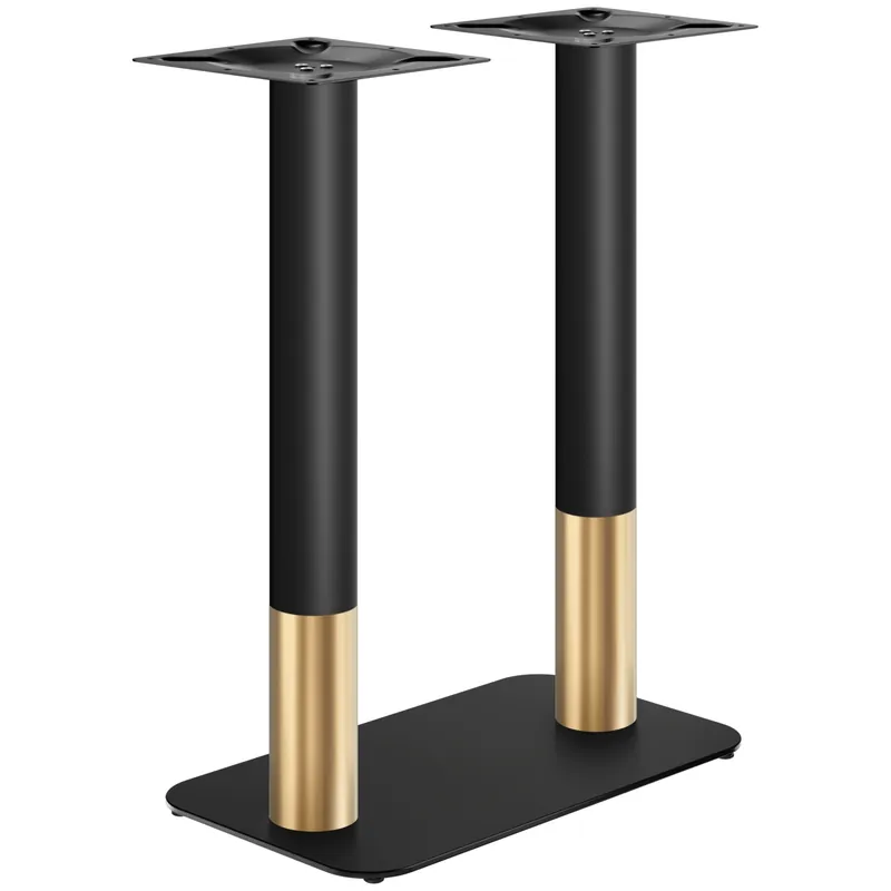 Highlight OVAL | Bistro Doppel Stehtischgestell | Gold/Schwarz | Höhe: 104 cm | Säule: Ø 7,6 cm | Bodenplatte: 40 x 70cm