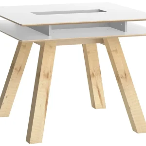 Esstisch Minnea 35, Farbe: Weiß / Eiche - Abmessungen: 100 x 100 cm (B x T) Expressversand