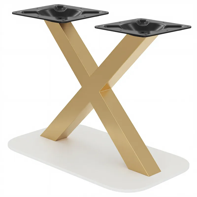 OVAL X | Bistro Tischgestell | Gold/Weiß | Höhe: 71 cm | Säule: 6 x 6 cm | Fuß: 40 x 70 cm Top-Angebot