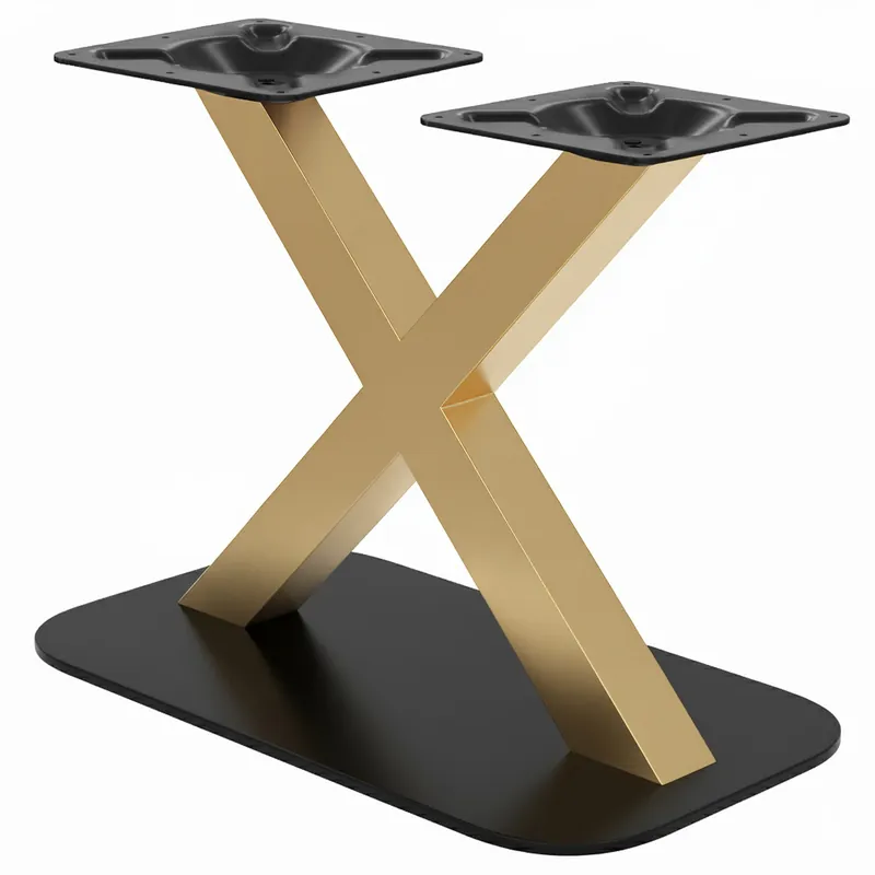 OVAL X | Bistro Tischgestell | Gold/Schwarz | Höhe: 71 cm | Säule: 6 x 6 cm | Fuß: 40 x 70 cm Sonderaktion