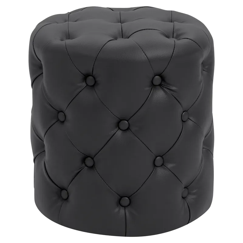 Mega-Angebot CUBO | Bistro Sitzwürfel | Schwarz | Leder | Chesterfield | Ø 42 cm