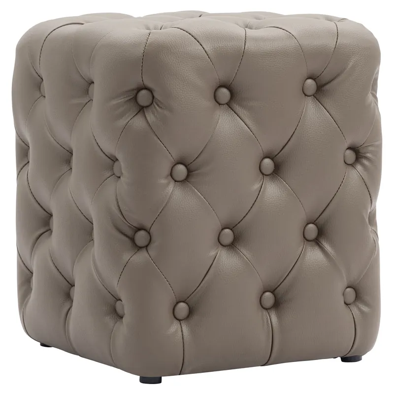 CUBO | Bistro Sitzwürfel | Taupe | Leder | Chesterfield Echt