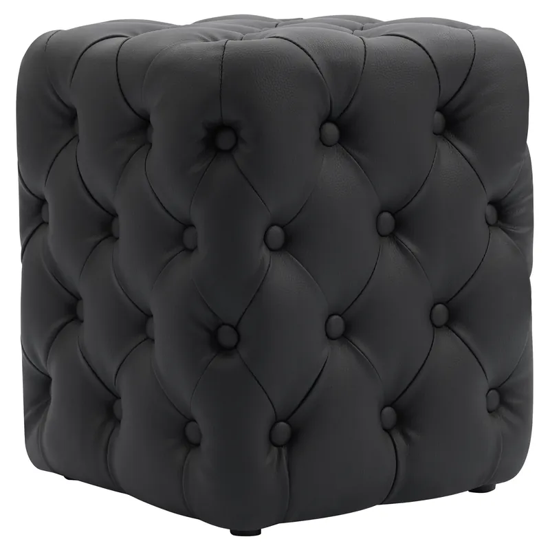 CUBO | Bistro Sitzwürfel | Schwarz | Leder | Chesterfield Must-Have