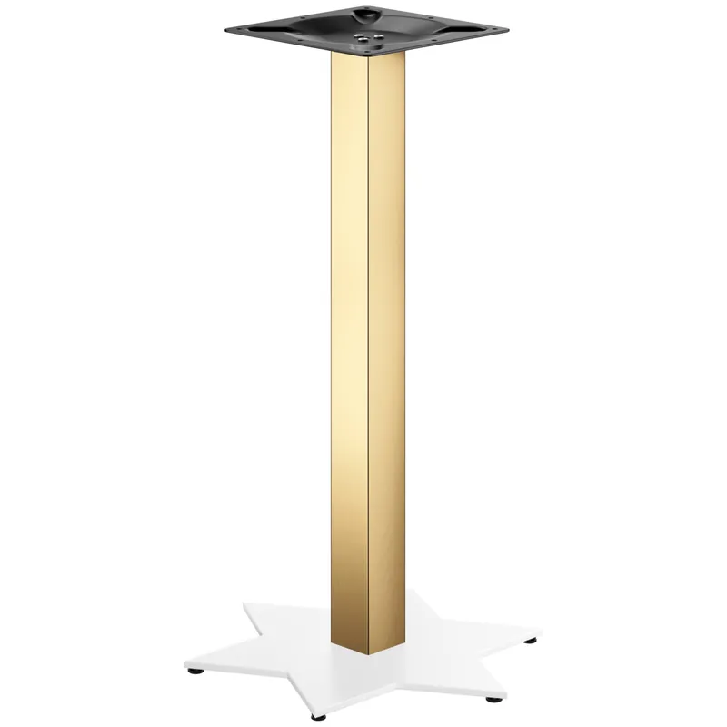 Abverkauf STAR | Bistro Stehtischgestell | Gold/Weiß | Höhe: 105 cm | Säule: 8 x 8 cm | Fuß: Ø 50 cm