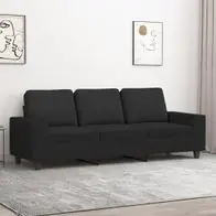 Zertifiziert vidaXL 3-Sitzer-Sofa Schwarz 180 cm Stoff