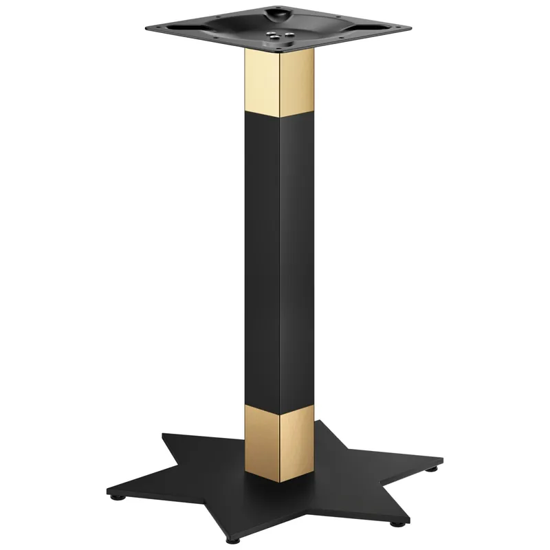 STAR | Bistro Tischgestell | Gold/Schwarz | Höhe: 72 cm | Säule: 8 x 8 cm | Fuß: Ø 50 cm Kostenloser Versand