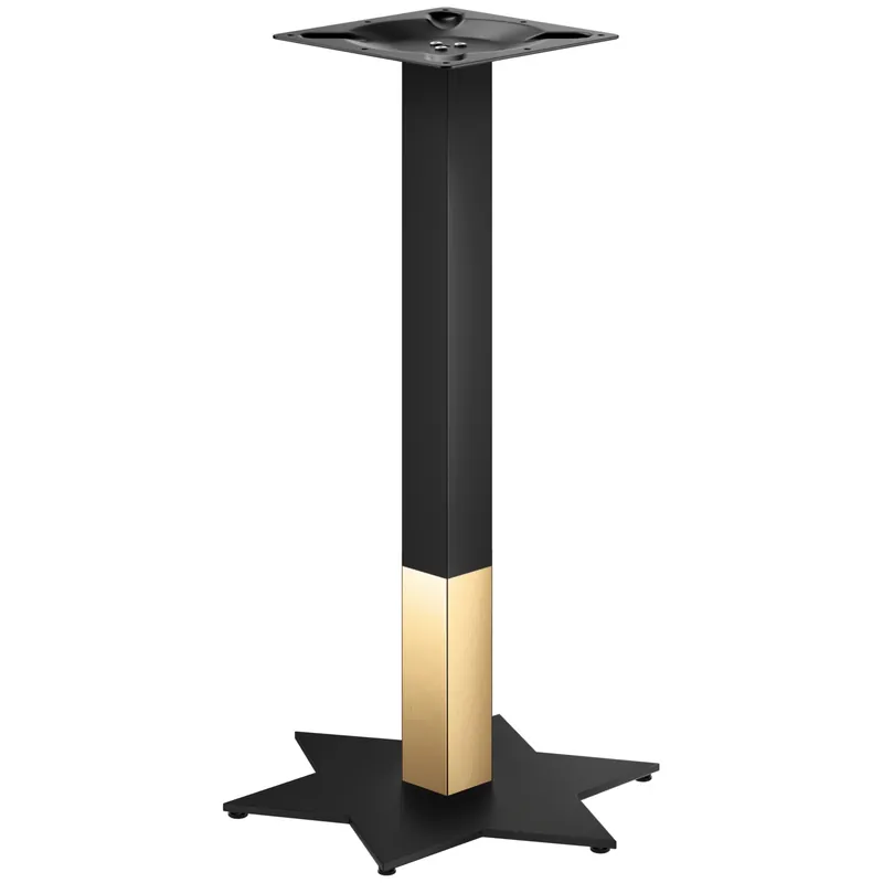 Expressversand STAR | Bistro Stehtischgestell | Gold/Schwarz | Höhe: 105 cm | Säule: 8 x 8 cm | Fuß: Ø 50 cm