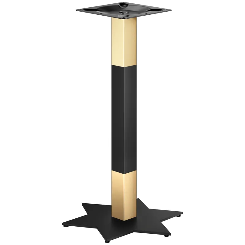 Sonderaktion STAR | Bistro Stehtischgestell | Gold/Schwarz | Höhe: 105 cm | Säule: 6 x 6 cm | Fuß: Ø 50 cm
