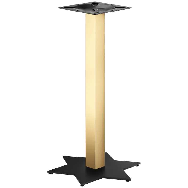 Preisknaller STAR | Bistro Stehtischgestell | Gold/Schwarz | Höhe: 105 cm | Säule: 6 x 6 cm | Fuß: Ø 50 cm