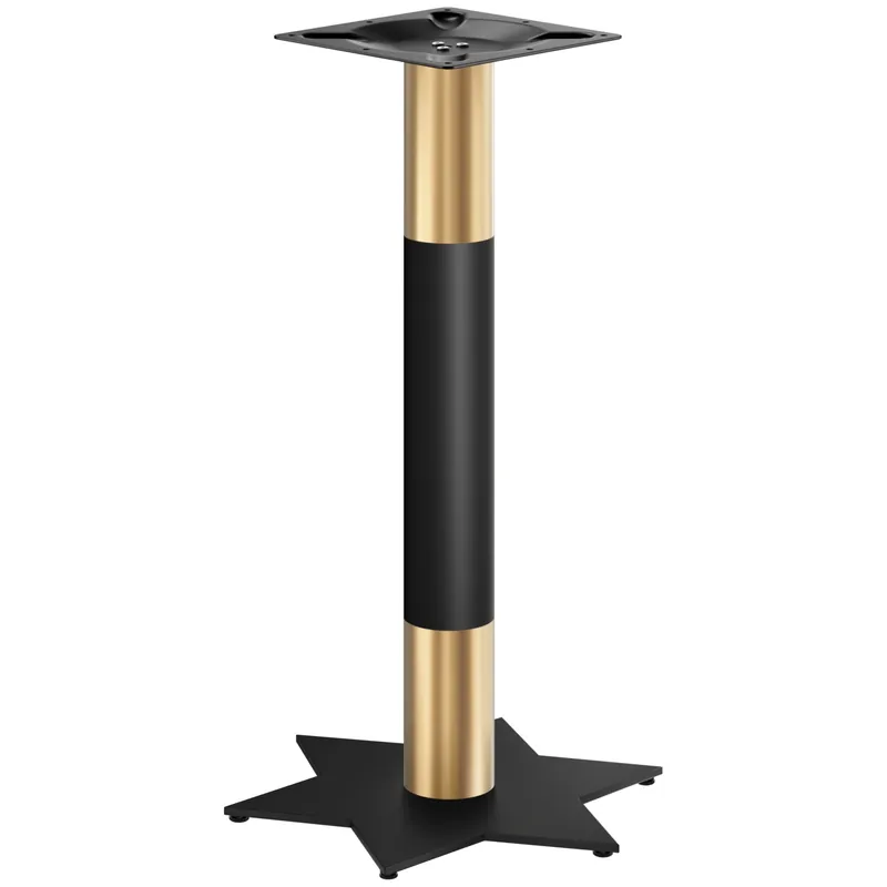 Ausverkauf STAR | Bistro Stehtischgestell | Gold/Schwarz | Höhe: 105 cm | Säule: Ø 7,6 cm | Fuß: Ø 50 cm