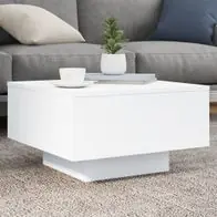 Zertifiziert vidaXL Couchtisch mit LED-Leuchten Weiß 55x55x31 cm
