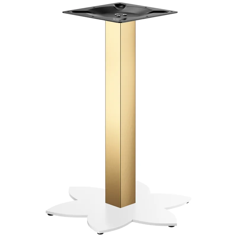 Neuheit LOTUS | Bistro Tischgestell | Gold/Weiß | Höhe: 72 cm | Säule: 6 x 6 cm | Fuß: Ø 50 cm