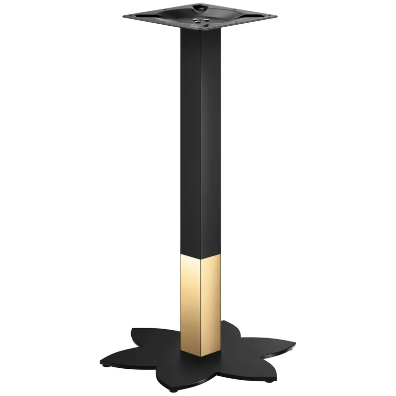 Geprüft LOTUS | Bistro Stehtischgestell | Gold/Schwarz | Höhe: 105 cm | Säule: 8 x 8 cm | Fuß: Ø 50 cm