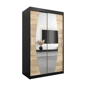 Schwebetürenschrank Elypse 200/120/62 2-Türig (Schwarz/Sonoma) Rabatt