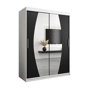 Abverkauf Schwebetürenschrank Elypse 200/150/62 2-Türig (Weiß/Schwarz)